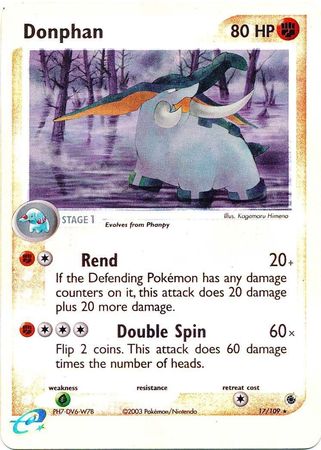 Donphan 17 109 Rare Reverse Holo Ex Ruby Sapphire Reverse Holo Singles Donphan 17 109 Rare Reverse Holo Ex Ruby Sapphire Reverse Holo Singles