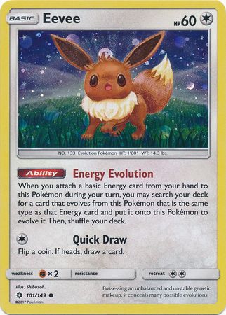 Eevee - 101/149 - Sun and Moon Base - Reverse Holo – Card Cavern Trading  Cards, LLC