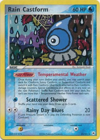 Rare Pokemon Card 23/101 MC Rain Castform Ex Hidden Legends 