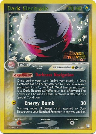 Dark Electrode 4 109 Holo Rare Reverse Holo Dark Electrode 4 109 Holo Rare Reverse Holo