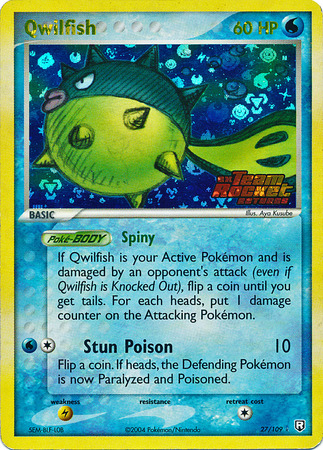 Qwilfish 27 109 Rare Reverse Holo Ex Team Rocket Returns Reverse Holo Singles