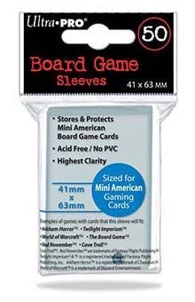 Ultra Pro 50ct 41mm X 63mm Clear Mini American Board Game Sleeves UP82662 Sleeves Ultra Pro 50ct 41mm X 63mm Clear Mini American Board Game Sleeves UP82662 Sleeves