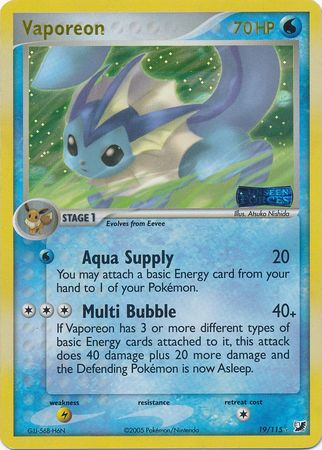 Vaporeon - 19/115 - Holo Rare Reverse Holo