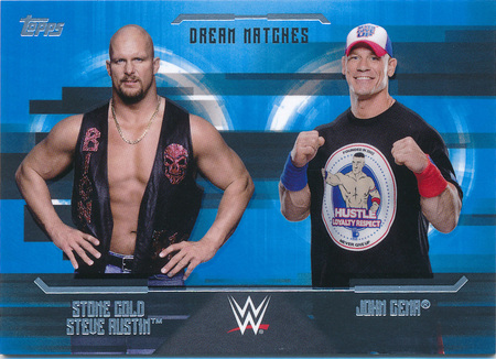John Cena Vs Stone Cold Steve Austin Blue Base Dream Matches Topps WWE Undisputed 2017 Trading Card Singles John Cena Vs Stone Cold Steve Austin Blue Base Dream Matches Topps WWE Undisputed 2017 Trading Card Singles