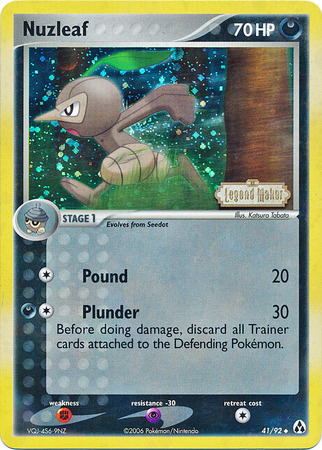 Nuzleaf 41/92 3 EX LEGEND MAKER UNCOMMON REVERSE HOLO PTCG