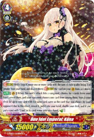 Duo Idol Emperor Kuna G CB05 020 B Rare R G Clan Booster 5 Prismatic Divas Singles Duo Idol Emperor Kuna G CB05 020 B Rare R G Clan Booster 5 Prismatic Divas Singles