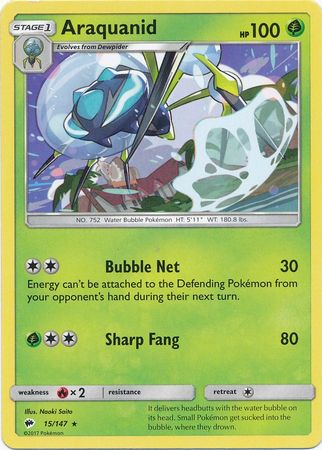Araquanid 15 147 Rare Sun Moon Burning Shadows Singles Araquanid 15 147 Rare Sun Moon Burning Shadows Singles