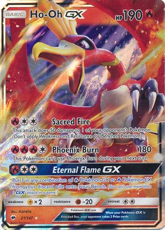 Ho-Oh GX 21/147 Near Mint Ultra Rare Burning Shadows Full Art Pokemon Card  2017