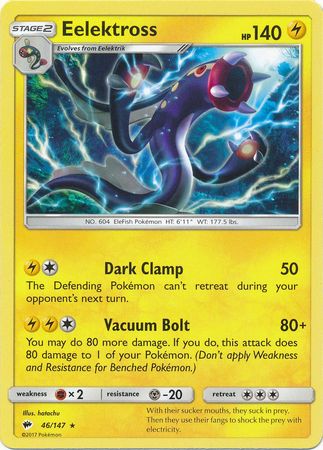 Eelektross 46 147 Rare Sun Moon Burning Shadows Singles Eelektross 46 147 Rare Sun Moon Burning Shadows Singles