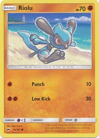 Riolu 70 147 Common Sun Moon Burning Shadows Singles Riolu 70 147 Common Sun Moon Burning Shadows Singles