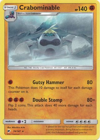 Crabominable 74 147 Rare Sun Moon Burning Shadows Singles Crabominable 74 147 Rare Sun Moon Burning Shadows Singles