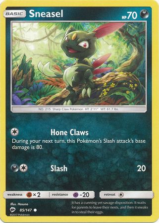 Sneasel 85 147 Common Sun Moon Burning Shadows Singles Sneasel 85 147 Common Sun Moon Burning Shadows Singles