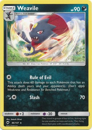 Weavile 86 147 Rare Weavile 86 147 Rare