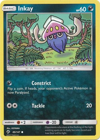Inkay 89 147 Common Sun Moon Burning Shadows Singles Inkay 89 147 Common Sun Moon Burning Shadows Singles