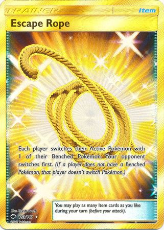 Pokemon Escape Rope 163/147 Burning Shadows Full Art Gold Secret Rare