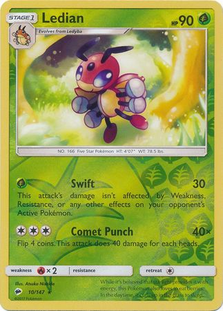 Ledian 10 147 Rare Reverse Holo Sun Moon Burning Shadows Reverse Holo Singles Ledian 10 147 Rare Reverse Holo Sun Moon Burning Shadows Reverse Holo Singles