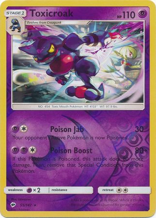 Pokemon Cards Croagunk 123 Toxicroak 124/202 Reverse Holo Sword & Shield NM/M