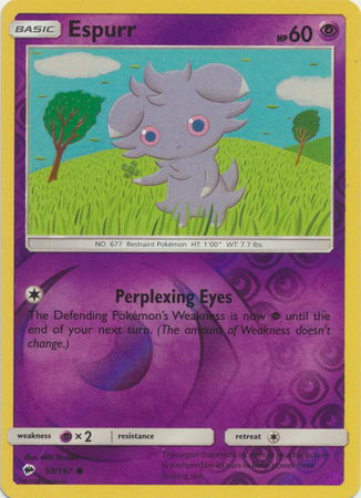 Espurr 59 147 Common Reverse Holo Sun Moon Burning Shadows Reverse Holo Singles Espurr 59 147 Common Reverse Holo Sun Moon Burning Shadows Reverse Holo Singles