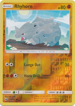 Rhyhorn 65 147 Common Reverse Holo Sun Moon Burning Shadows Reverse Holo Singles Rhyhorn 65 147 Common Reverse Holo Sun Moon Burning Shadows Reverse Holo Singles