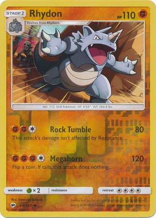 Rhydon 66 147 Uncommon Reverse Holo Rhydon 66 147 Uncommon Reverse Holo