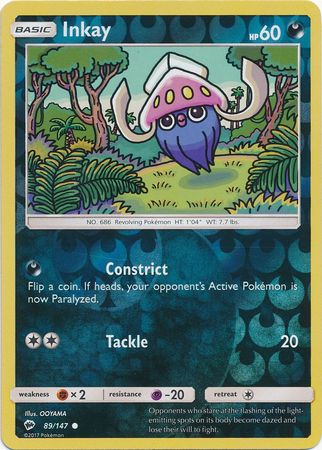 Inkay 89 147 Common Reverse Holo Sun Moon Burning Shadows Reverse Holo Singles Inkay 89 147 Common Reverse Holo Sun Moon Burning Shadows Reverse Holo Singles