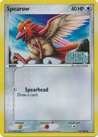 Spearow 61 100 Common Reverse Holo Ex Crystal Guardians Reverse Holo Singles Spearow 61 100 Common Reverse Holo Ex Crystal Guardians Reverse Holo Singles