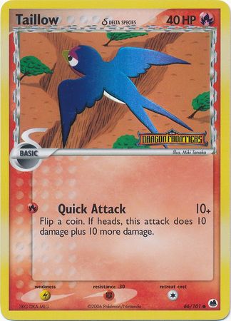 Taillow (Delta Species) 66/101 3 EX DRAGON FRONTIERS COMMON REVERSE HOLO PTCG