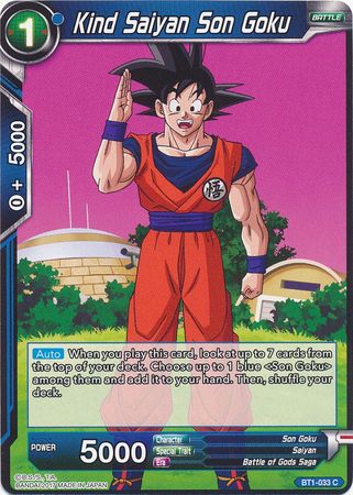 Kind Saiyan Son Goku BT1 033 Common Galactic Battle Singles Kind Saiyan Son Goku BT1 033 Common Galactic Battle Singles
