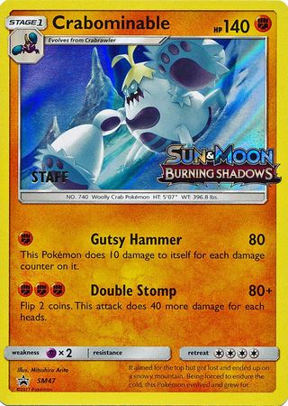 Crabominable SM47 Staff Pre Release Promo Pokemon Sun Moon Promos Crabominable SM47 Staff Pre Release Promo Pokemon Sun Moon Promos