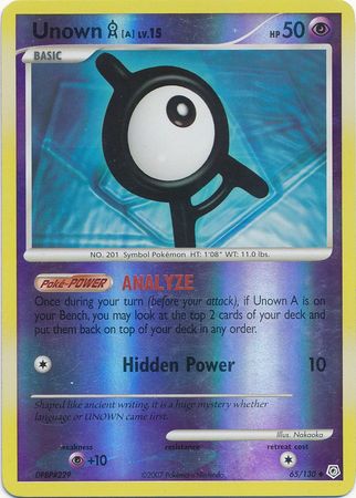 Unown A 65 130 Uncommon Reverse Holo Diamond Pearl Base Set Reverse Holo Singles Unown A 65 130 Uncommon Reverse Holo Diamond Pearl Base Set Reverse Holo Singles