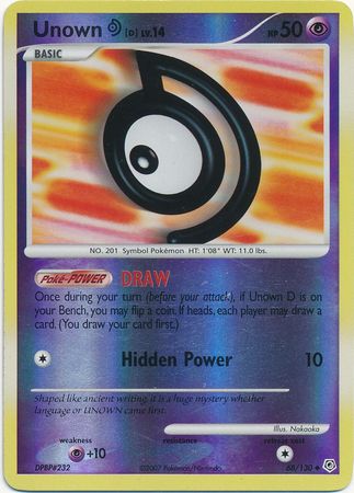 Unown D 68 130 Uncommon Reverse Holo Unown D 68 130 Uncommon Reverse Holo