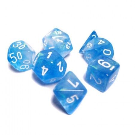 Chessex Borealis Sky Blue w White Set of 7 Dice CHX27426 Dice Life Counters Tokens Chessex Borealis Sky Blue w White Set of 7 Dice CHX27426 Dice Life Counters Tokens