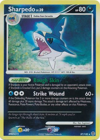 Sharpedo 37 132 Rare Reverse Holo Sharpedo 37 132 Rare Reverse Holo