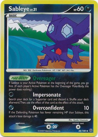 Sableye 48 100 Uncommon Reverse Holo Sableye 48 100 Uncommon Reverse Holo