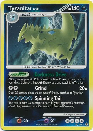 Tyranitar - 30/100 - Rare Reverse Holo