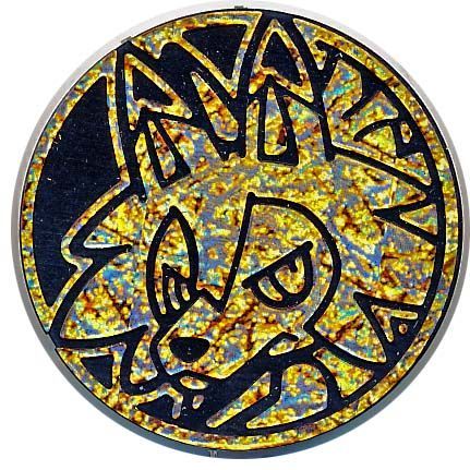 Lycanroc Metallic Foil Coin Gold Glitter Holo Pokemon Token TCG 