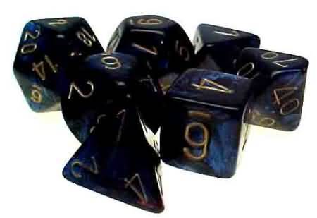 Chessex Scarab Royal Blue w Gold Set of 7 Dice CHX27427 Dice Life Counters Tokens Chessex Scarab Royal Blue w Gold Set of 7 Dice CHX27427 Dice Life Counters Tokens
