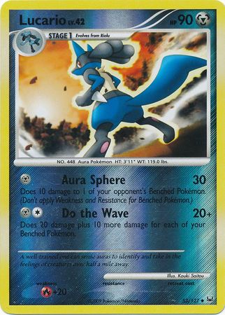 Lucario 53 127 Uncommon Reverse Holo Platinum Base Set Reverse Holo Singles Lucario 53 127 Uncommon Reverse Holo Platinum Base Set Reverse Holo Singles