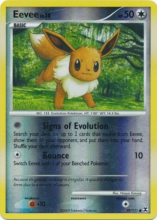 Buy the Pokemon TCG Eevee Reverse Holofoil Platinum Rising Rivals 59/111