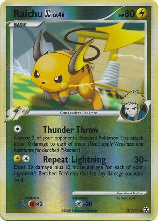 Raichu GL 31 111 Rare Reverse Holo Platinum Rising Rivals Reverse Holo Singles Raichu GL 31 111 Rare Reverse Holo Platinum Rising Rivals Reverse Holo Singles
