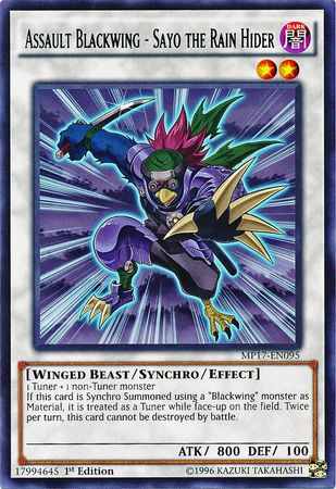 Assault Blackwing Sayo the Rain Hider MP17 EN095 Rare 1st Edition 2017 Mega Tins 1st Edition Singles Assault Blackwing Sayo the Rain Hider MP17 EN095 Rare 1st Edition 2017 Mega Tins 1st Edition Singles
