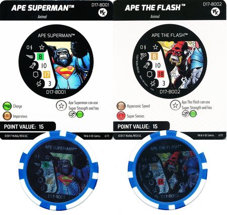 Ape Superman/Ape the Flash D17-B001/B002 Bystander Token DC Heroclix