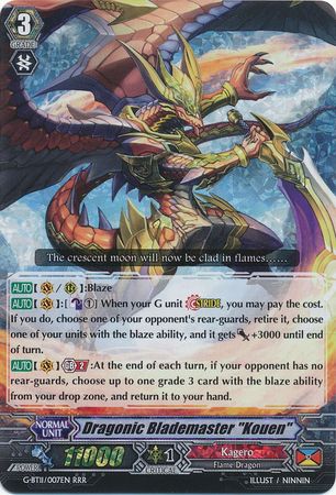 Dragonic Blademaster Kouen G BT11 007EN Triple Rare RRR Dragonic Blademaster Kouen G BT11 007EN Triple Rare RRR