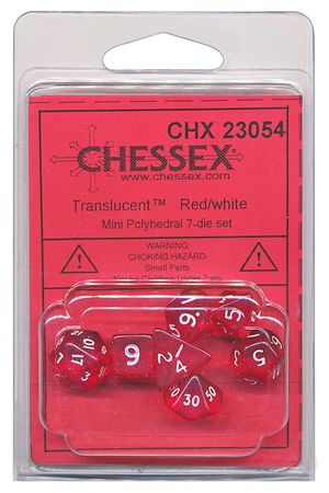 Chessex Translucent Red White Set of 7 Mini Polyhedral Dice CHX23054 Dice Life Counters Tokens Chessex Translucent Red White Set of 7 Mini Polyhedral Dice CHX23054 Dice Life Counters Tokens