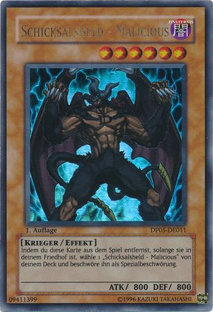 Schicksalsheld Malicious DP05 DE011 Ultra Rare 1st Edition German Yugioh Cards Schicksalsheld Malicious DP05 DE011 Ultra Rare 1st Edition German Yugioh Cards