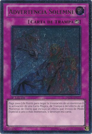 Ultimate Rare Advertencia Solemne DREV SP077 1st Edition Spanish Yugioh Cards Ultimate Rare Advertencia Solemne DREV SP077 1st Edition Spanish Yugioh Cards