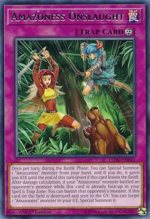 Amazoness Onslaught LEDU EN011 Rare 1st Edition Amazoness Onslaught LEDU EN011 Rare 1st Edition