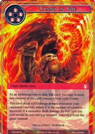 Vanish in Fire ACN 057 Rare Vanish in Fire ACN 057 Rare