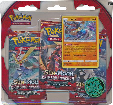 Sun & Moon Crimson Invasion 3 Pack Blister with Lucario Promo