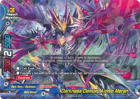 Darkness Demon Aionio Meran D BT04 0117EN Secret Rare Darkness Demon Aionio Meran D BT04 0117EN Secret Rare